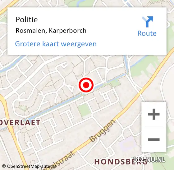 Locatie op kaart van de 112 melding: Politie Rosmalen, Karperborch op 6 september 2022 16:49