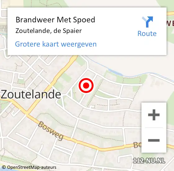 Locatie op kaart van de 112 melding: Brandweer Met Spoed Naar Zoutelande, de Spaier op 6 september 2022 16:53