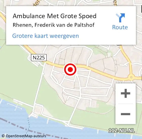 Locatie op kaart van de 112 melding: Ambulance Met Grote Spoed Naar Rhenen, Frederik van de Paltshof op 6 september 2022 16:57