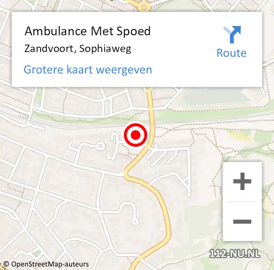 Locatie op kaart van de 112 melding: Ambulance Met Spoed Naar Zandvoort, Sophiaweg op 6 september 2022 17:20