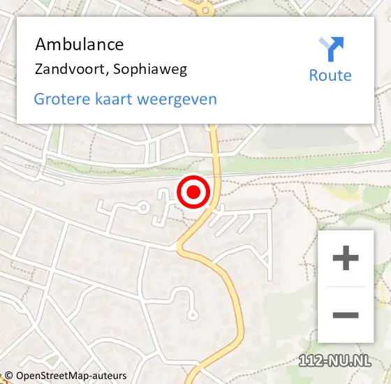 Locatie op kaart van de 112 melding: Ambulance Zandvoort, Sophiaweg op 6 september 2022 17:21