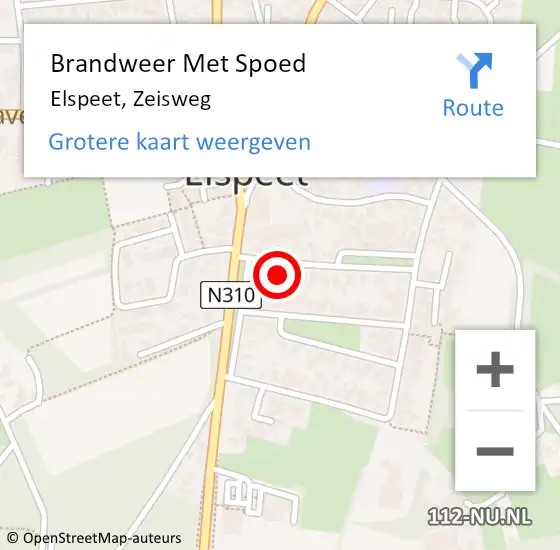 Locatie op kaart van de 112 melding: Brandweer Met Spoed Naar Elspeet, Zeisweg op 28 juli 2014 16:24