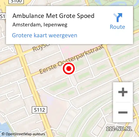 Locatie op kaart van de 112 melding: Ambulance Met Grote Spoed Naar Amsterdam, Iepenweg op 6 september 2022 17:55