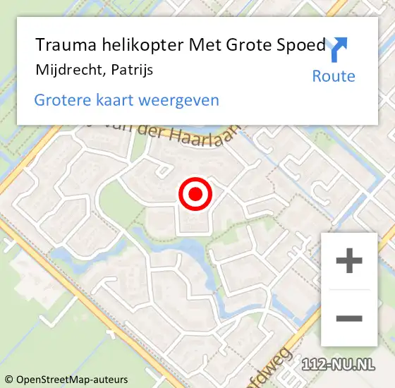 Locatie op kaart van de 112 melding: Trauma helikopter Met Grote Spoed Naar Mijdrecht, Patrijs op 6 september 2022 18:04