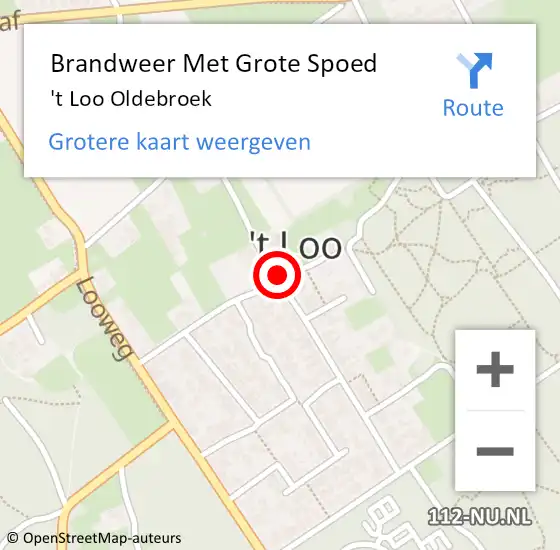 Locatie op kaart van de 112 melding: Brandweer Met Grote Spoed Naar 't Loo Oldebroek op 6 september 2022 18:06