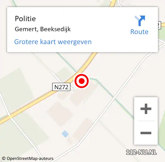 Locatie op kaart van de 112 melding: Politie Gemert, Beeksedijk op 6 september 2022 18:15