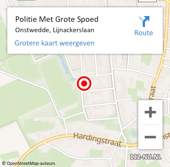 Locatie op kaart van de 112 melding: Politie Met Grote Spoed Naar Onstwedde, Lijnackerslaan op 6 september 2022 18:24