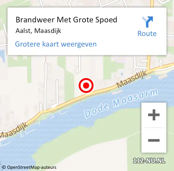 Locatie op kaart van de 112 melding: Brandweer Met Grote Spoed Naar Aalst, Maasdijk op 6 september 2022 18:48