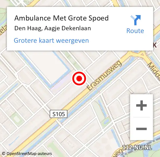 Locatie op kaart van de 112 melding: Ambulance Met Grote Spoed Naar Den Haag, Aagje Dekenlaan op 6 september 2022 18:50