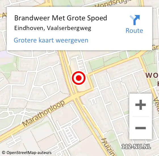 Locatie op kaart van de 112 melding: Brandweer Met Grote Spoed Naar Eindhoven, Vaalserbergweg op 6 september 2022 18:51