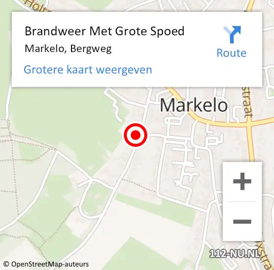 Locatie op kaart van de 112 melding: Brandweer Met Grote Spoed Naar Markelo, Bergweg op 6 september 2022 18:51