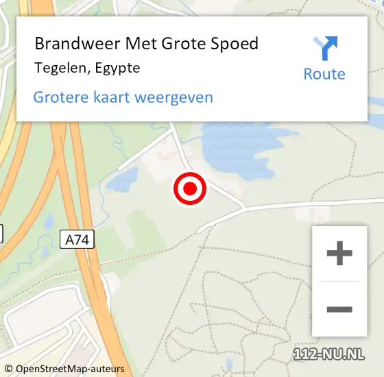 Locatie op kaart van de 112 melding: Brandweer Met Grote Spoed Naar Tegelen, Egypte op 6 september 2022 19:03