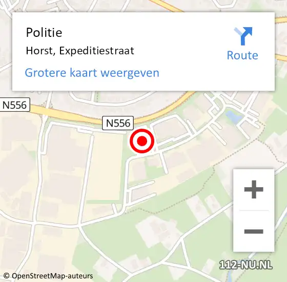 Locatie op kaart van de 112 melding: Politie Horst, Expeditiestraat op 6 september 2022 19:04