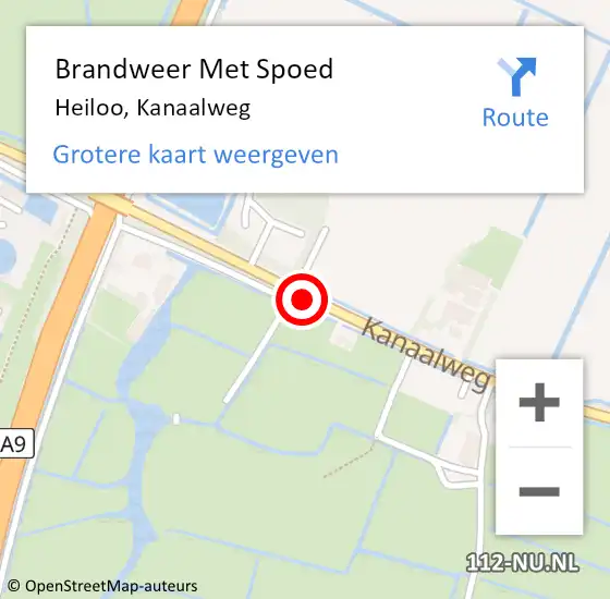 Locatie op kaart van de 112 melding: Brandweer Met Spoed Naar Heiloo, Kanaalweg op 9 oktober 2013 20:32