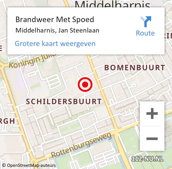 Locatie op kaart van de 112 melding: Brandweer Met Spoed Naar Middelharnis, Jan Steenlaan op 6 september 2022 19:14