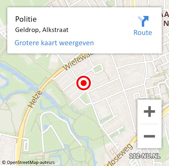 Locatie op kaart van de 112 melding: Politie Geldrop, Alkstraat op 6 september 2022 19:20