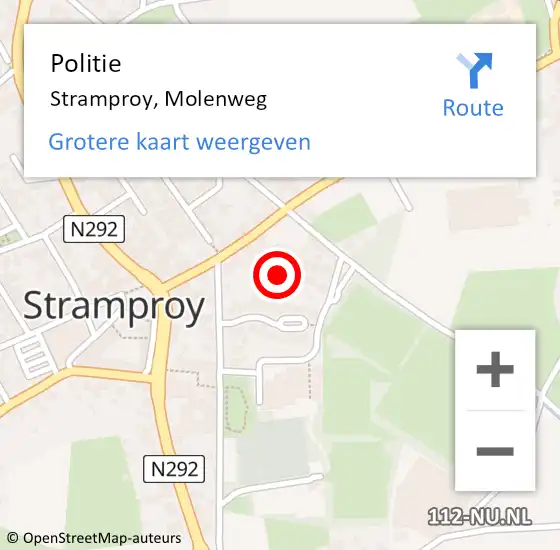 Locatie op kaart van de 112 melding: Politie Stramproy, Molenweg op 6 september 2022 19:26