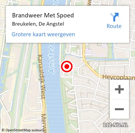 Locatie op kaart van de 112 melding: Brandweer Met Spoed Naar Breukelen, De Angstel op 28 juli 2014 16:27