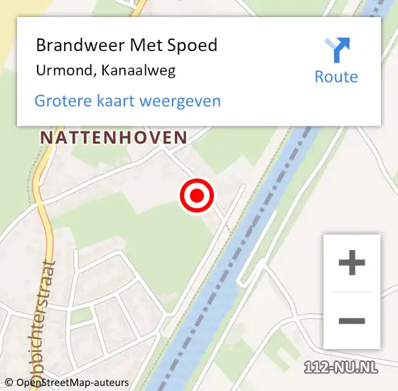 Locatie op kaart van de 112 melding: Brandweer Met Spoed Naar Urmond, Kanaalweg op 6 september 2022 19:33