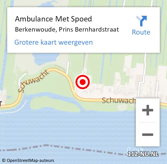 Locatie op kaart van de 112 melding: Ambulance Met Spoed Naar Berkenwoude, Prins Bernhardstraat op 6 september 2022 19:38