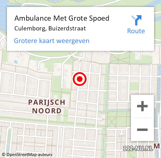 Locatie op kaart van de 112 melding: Ambulance Met Grote Spoed Naar Culemborg, Buizerdstraat op 6 september 2022 19:46