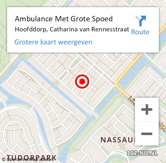 Locatie op kaart van de 112 melding: Ambulance Met Grote Spoed Naar Hoofddorp, Catharina van Rennesstraat op 6 september 2022 19:47