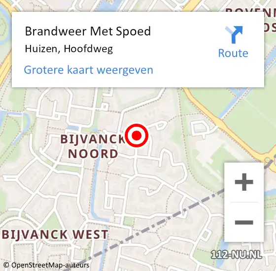 Locatie op kaart van de 112 melding: Brandweer Met Spoed Naar Huizen, Hoofdweg op 6 september 2022 20:03