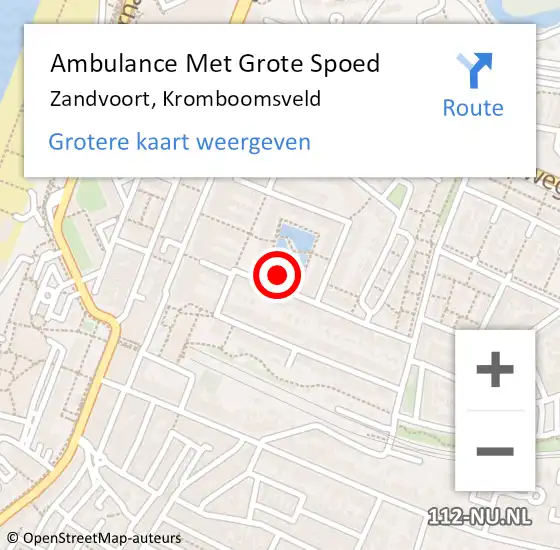 Locatie op kaart van de 112 melding: Ambulance Met Grote Spoed Naar Zandvoort, Kromboomsveld op 6 september 2022 20:25