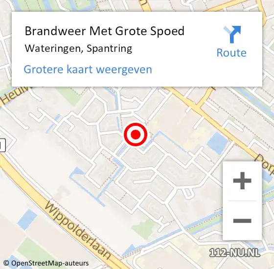 Locatie op kaart van de 112 melding: Brandweer Met Grote Spoed Naar Wateringen, Spantring op 6 september 2022 20:39