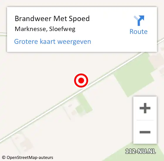 Locatie op kaart van de 112 melding: Brandweer Met Spoed Naar Marknesse, Sloefweg op 6 september 2022 20:44