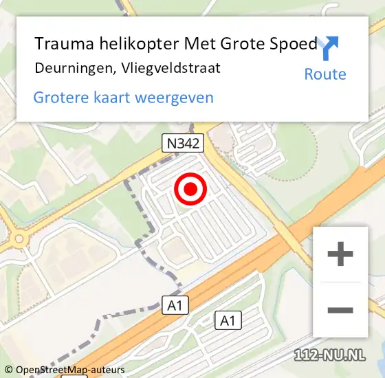 Locatie op kaart van de 112 melding: Trauma helikopter Met Grote Spoed Naar Deurningen, Vliegveldstraat op 6 september 2022 20:58
