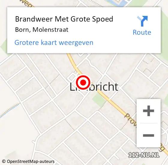 Locatie op kaart van de 112 melding: Brandweer Met Grote Spoed Naar Born, Molenstraat op 6 september 2022 20:59