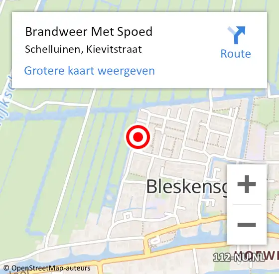 Locatie op kaart van de 112 melding: Brandweer Met Spoed Naar Schelluinen, Kievitstraat op 6 september 2022 21:10