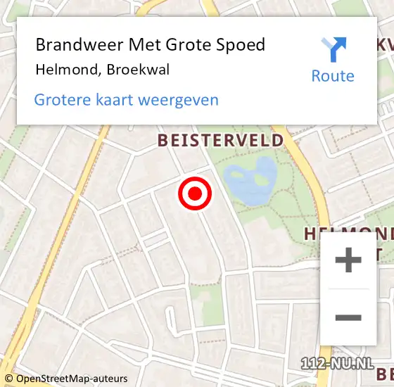 Locatie op kaart van de 112 melding: Brandweer Met Grote Spoed Naar Helmond, Broekwal op 6 september 2022 21:32