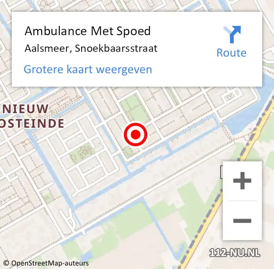 Locatie op kaart van de 112 melding: Ambulance Met Spoed Naar Aalsmeer, Snoekbaarsstraat op 6 september 2022 21:32