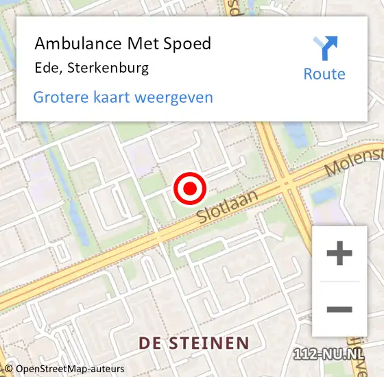 Locatie op kaart van de 112 melding: Ambulance Met Spoed Naar Ede, Sterkenburg op 6 september 2022 21:39