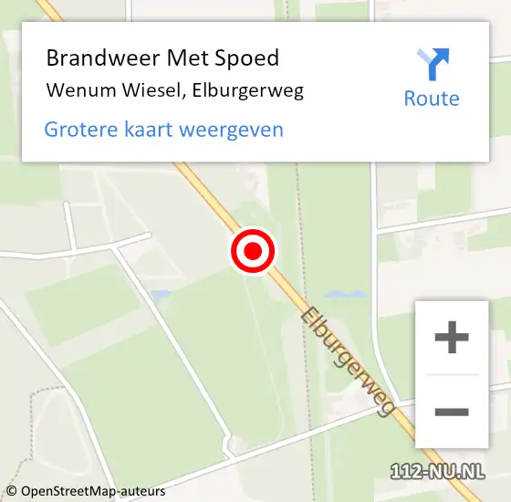 Locatie op kaart van de 112 melding: Brandweer Met Spoed Naar Wenum Wiesel, Elburgerweg op 28 juli 2014 16:33