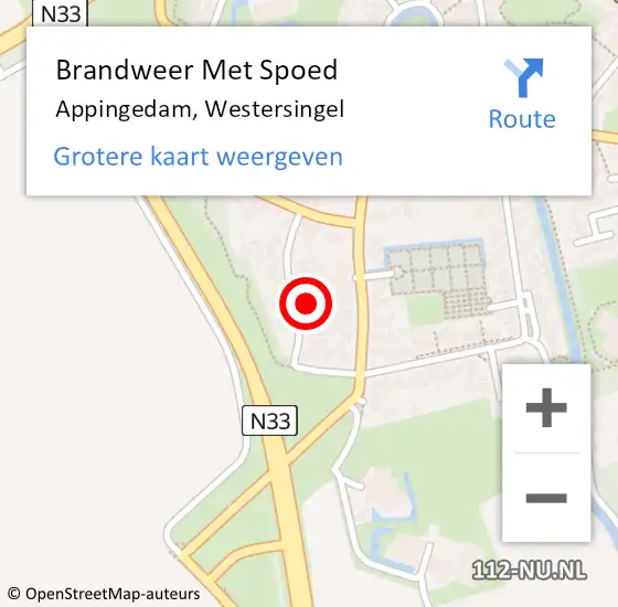 Locatie op kaart van de 112 melding: Brandweer Met Spoed Naar Appingedam, Westersingel op 6 september 2022 22:13