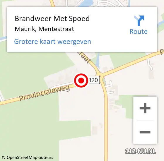 Locatie op kaart van de 112 melding: Brandweer Met Spoed Naar Maurik, Mentestraat op 28 juli 2014 16:35