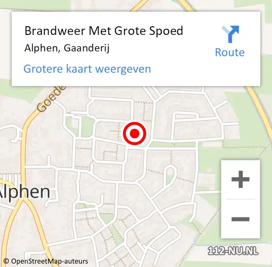 Locatie op kaart van de 112 melding: Brandweer Met Grote Spoed Naar Alphen, Gaanderij op 6 september 2022 22:35