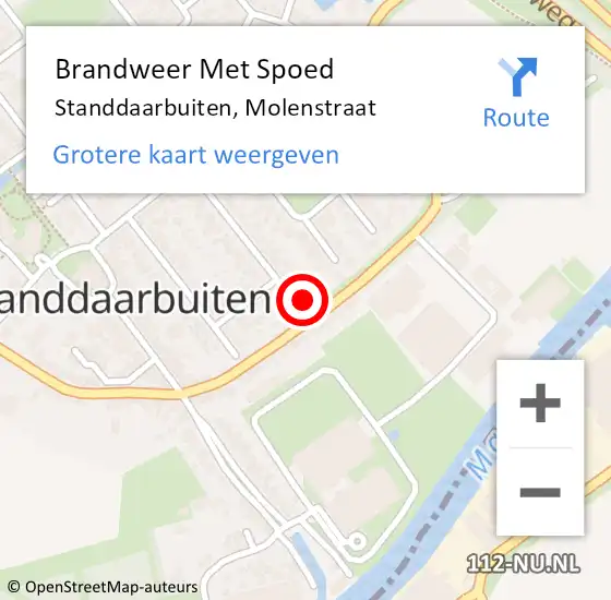 Locatie op kaart van de 112 melding: Brandweer Met Spoed Naar Standdaarbuiten, Molenstraat op 6 september 2022 23:39