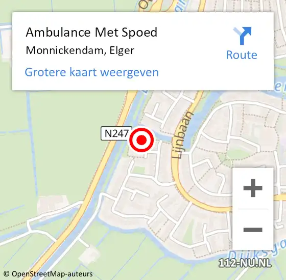 Locatie op kaart van de 112 melding: Ambulance Met Spoed Naar Monnickendam, Elger op 6 september 2022 23:40