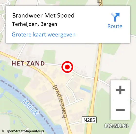 Locatie op kaart van de 112 melding: Brandweer Met Spoed Naar Terheijden, Bergen op 6 september 2022 23:43