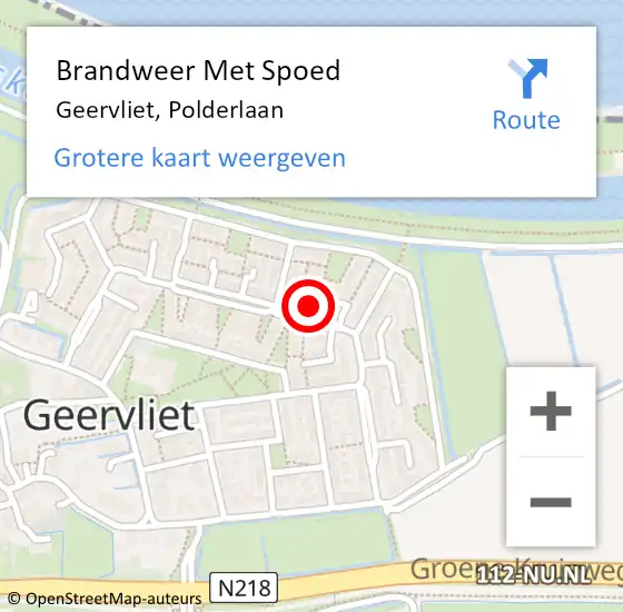 Locatie op kaart van de 112 melding: Brandweer Met Spoed Naar Geervliet, Polderlaan op 6 september 2022 23:53