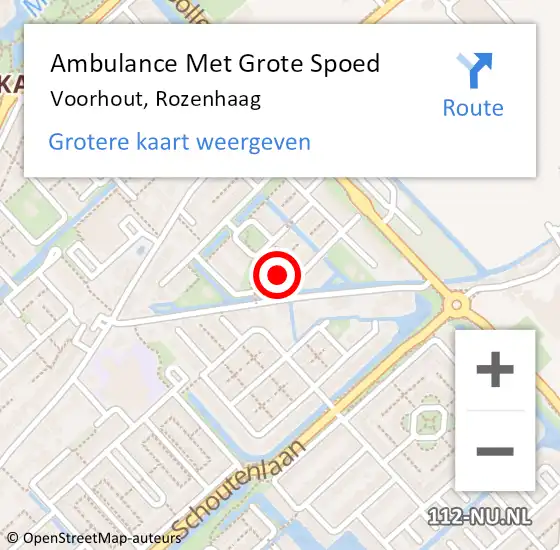 Locatie op kaart van de 112 melding: Ambulance Met Grote Spoed Naar Voorhout, Rozenhaag op 7 september 2022 00:08