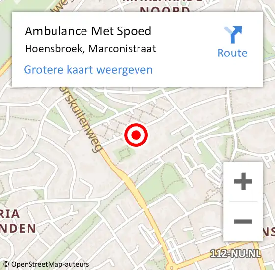 Locatie op kaart van de 112 melding: Ambulance Met Spoed Naar Hoensbroek, Marconistraat op 28 juli 2014 16:37