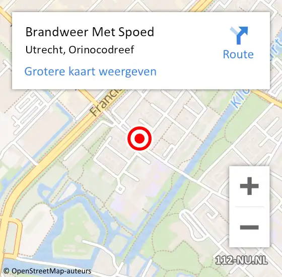 Locatie op kaart van de 112 melding: Brandweer Met Spoed Naar Utrecht, Orinocodreef op 7 september 2022 00:26