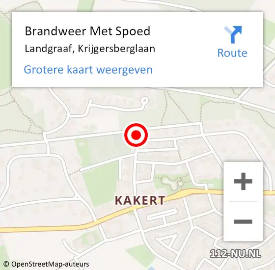 Locatie op kaart van de 112 melding: Brandweer Met Spoed Naar Landgraaf, Krijgersberglaan op 7 september 2022 00:44