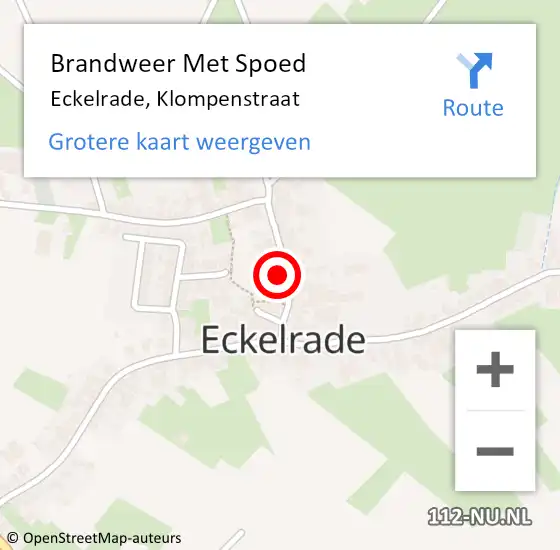 Locatie op kaart van de 112 melding: Brandweer Met Spoed Naar Eckelrade, Klompenstraat op 7 september 2022 00:59