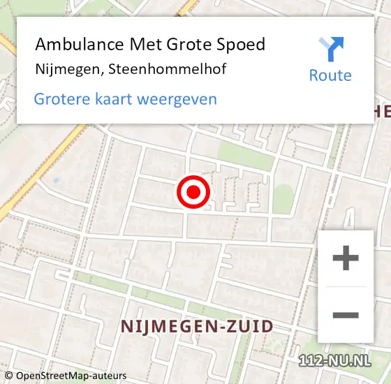 Locatie op kaart van de 112 melding: Ambulance Met Grote Spoed Naar Nijmegen, Steenhommelhof op 7 september 2022 01:08